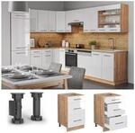 Vicco Schubunterschrank K&uuml;chenschrank K&uuml;chenm&ouml;bel Fame-Line Eiche Wei&szlig; modern 50