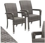 Juskys Polyrattan Gartenst&uuml;hle Yoro 4er Set - Stuhl mit Armlehnen - Rattan St&uuml;hle