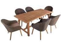 7-tlg. Tischgruppe OAKLAND Set Garten Sitzgruppe Sessel Tisch Outdoor Möbel Holz