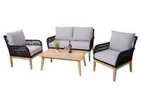 Gartengarnitur MCW-H58, Lounge-Set Sofa Sitzgruppe, Seilgeflecht Rope Holz...