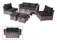 Poly-Rattan Garnitur MCW-J36, Balkon-/Garten-/Lounge-Set Sitzgruppe Sofa ~ grau,