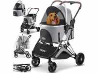 LOVPET® Hundewagen 3in1 Hundebuggy Hundebox Transporttasche 360° Große Räder