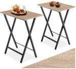 tectake&reg; 2er Set Beistelltische, klappbar, Holz und Stahl, mit h&ouml;henverstellbaren