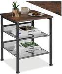 tectake&reg; Beistelltisch, Industrial Style, mit Ablage und 2 Gitterablagen, 40,5 x 40