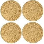 HMF Tischset rund geflochten aus Wasserhyazinthe, Platzset abwaschbar, 4er Set, 35 cm