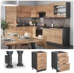 Vicco Schubunterschrank K&uuml;chenschrank K&uuml;chenm&ouml;bel Fame-Line Anthrazit Eiche modern
