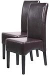 2er-Set Esszimmerstuhl K&uuml;chenstuhl Stuhl Crotone, LEDER ~ braun, dunkle Beine