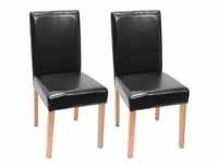 2er-Set Esszimmerstuhl Stuhl Küchenstuhl Littau ~ Leder, schwarz, helle Beine