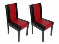 2er-Set Esszimmerstuhl Küchenstuhl Stuhl Littau ~ schwarz-rot, dunkle Beine