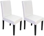 2er-Set Esszimmerstuhl Stuhl K&uuml;chenstuhl Littau ~ Leder, wei&szlig;, dunkle Beine
