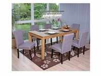 6er-Set Esszimmerstuhl Stuhl Küchenstuhl Littau ~ Textil, grau, dunkle Beine