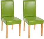 2er-Set Esszimmerstuhl Stuhl K&uuml;chenstuhl Littau ~ Kunstleder, gr&uuml;n, helle...