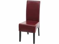 Esszimmerstuhl Crotone, Küchenstuhl Stuhl, Leder ~ rot, dunkle Beine