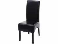 Esszimmerstuhl Crotone, Küchenstuhl Stuhl, Leder ~ schwarz, dunkle Beine