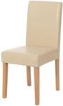 Esszimmerstuhl Littau, K&uuml;chenstuhl Stuhl, Kunstleder ~ creme, helle Beine