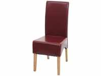 Esszimmerstuhl Crotone, Küchenstuhl Stuhl, Leder ~ rot, helle Beine