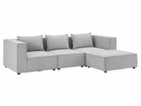 Juskys modulares Sofa Domas L - Couch Wohnzimmer - 3 Sitzer - Ottomane & Kissen...