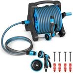 Juskys Schlauchtrommel Basic mit 30 m Wasserschlauch, Multifunktionsbrause und