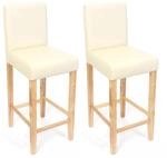 2er-Set Barhocker Cesena Kunstleder ~ creme, helle F&uuml;&szlig;e