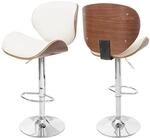 Barhocker Arklow, Barstuhl, Holz Bugholz Retro-Design ~ Walnuss-Optik, Polster creme