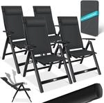 KESSER&reg; Gartenstuhl Hochlehner mit Armlehnen Aluminium Klappstuhl inkl. Kopfkissen