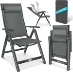 KESSER&reg; Gartenstuhl Hochlehner mit Armlehnen Aluminium Klappstuhl inkl. Kopfkissen