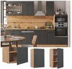 Vicco H&auml;ngeschrank K&uuml;chenschrank K&uuml;chenm&ouml;bel Fame-Line Eiche Anthrazit-Gold