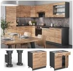 Vicco Schubunterschrank K&uuml;chenschrank K&uuml;chenm&ouml;bel Fame-Line Anthrazit Eiche modern