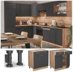 Vicco Schubunterschrank K&uuml;chenschrank K&uuml;chenm&ouml;bel Fame-Line Eiche Anthrazit-Gold