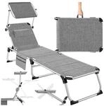 tectake&reg; Aluminium Sonnenliege, gepolstert, klappbar, 6-fach verstellbare