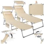 tectake&reg; 2er Set Sonnenliege, klappbar, 4-fach verstellbare R&uuml;ckenlehne mit
