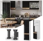 Vicco Herdhochschrank K&uuml;chenschrank K&uuml;chenm&ouml;bel Fame-Line Wei&szlig; Schwarz Eiche 60