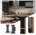 Vicco Herdhochschrank K&uuml;chenschrank K&uuml;chenm&ouml;bel Fame-Line Eiche Schwarz 60 cm