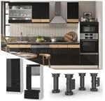 Vicco Mikrowellenschrank K&uuml;chenschrank K&uuml;chenm&ouml;bel Fame-Line Wei&szlig; Schwarz 60 cm