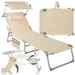 tectake&reg; Sonnenliege, klappbar, 4-fach verstellbare R&uuml;ckenlehne mit Kopfpolster,