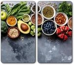 KESPER Multi-Glasschneideplatte, 2er Pack, Motiv: Healthy Kitchen