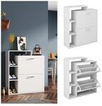 Oskar-Store Schuhschrank Tobias Wei&szlig;, 80 x 90 cm, 2-fach Schuhkipper mit Regal