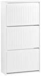 SoBuy Schuhschrank mit 3 T&uuml;ren Wei&szlig; 61x26x119,5cm Funktional