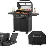 Juskys BBQ Gasgrill Savannah - 4 Brenner & 1 Seitenbrenner - Stahl Grill mit