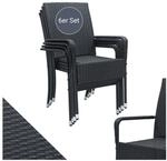 Juskys Polyrattan Gartenst&uuml;hle Yoro 6er Set - Stuhl mit Armlehnen - Rattan St&uuml;hle