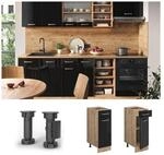 Vicco Schubunterschrank K&uuml;chenschrank R-Line Solid Eiche Schwarz 30 cm modern