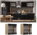 Vicco Glash&auml;ngeschrank K&uuml;chenschrank R-Line Solid Eiche Schwarz 60 cm modern