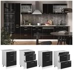 Vicco Schubladenunterschrank K&uuml;chenschrank R-Line Solid Wei&szlig; Schwarz 60 cm modern