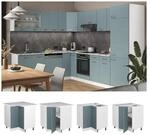 Vicco Eckunterschrank K&uuml;chenschrank R-Line Solid Wei&szlig; Blau Grau 87 cm modern