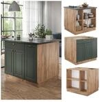 Vicco K&uuml;cheninsel K&uuml;chenblock Einbauk&uuml;che Fame-Line Landhaus Eiche Gr&uuml;n 90 cm