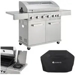 Juskys BBQ Gasgrill Minnesota - 6 Brenner & 1 Seitenbrenner - aus Edelstahl mit Juskys BBQ Gasgrill Minnesota - 6 Brenner & 1 Seitenbrenner - aus Edelstahl mit