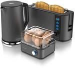 Arendo Fr&uuml;hst&uuml;cks-Set in grau - Wasserkocher / Toaster / Eierkocher