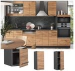 Vicco H&auml;ngeschrank K&uuml;chenschrank K&uuml;chenm&ouml;bel Fame-Line Anthrazit Eiche modern 30