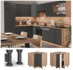 Vicco Eckunterschrank K&uuml;chenschrank K&uuml;chenm&ouml;bel Fame-Line Eiche Anthrazit-Gold