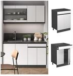 Vicco Schubunterschrank K&uuml;chenschrank K&uuml;chenm&ouml;bel R-Line J-Shape Anthrazit Wei&szlig;